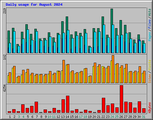 Daily usage for August 2024